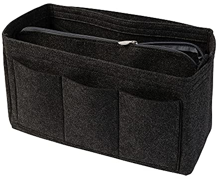 luxdag Taschenorganizer aus Filz mit Reißverschluss - Bag in Bag Taschenordner mit Fächer - Innentasche für Handtasche, Rucksack & Shopper