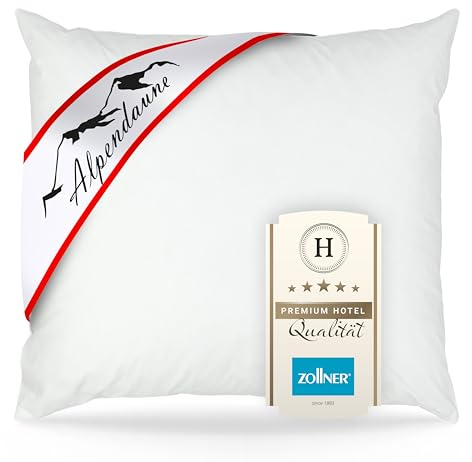 ZOLLNER Premium Kopfkissen aus 80% Federn und 20% Daunen - Made in Germany – für Allergiker geeignet – Bezug aus hochwertiger Baumwolle - waschbar bis 60°C - 80x80 cm - Hotelqualität