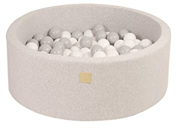 MEOWBABY Piscine À Balles 90X30cm/150 Balles ∅ 7Cm pour Bébé Enfant Rond Fabriqué en UE Gris Clair: Gris/Blanc