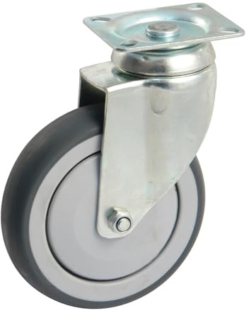 AVL Roulette pivotante à platine rectangulaire Roue caoutchouc Ø 125 - Charge 100 kg - 550833O