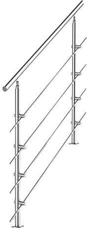 Tubiaz Rampe d'escalier en acier inoxydable pour balustrade d'escalier balcon 80 cm avec 4 traverses Ø 42 mm pour intérieur et extérieur