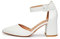Rio Fiore Scarpe con Tacco, 7 cm Tacco Largo, Décolleté Donna, Bianco, Similpelle, Cinturino alla Caviglia, H1877-A0142-33 (White PU, 41 EU)