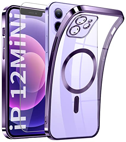 Clear Magnetisch für iPhone 12 Mini Hülle mit MagSafe [Vollständiger Kameraschutz] [Original iPhone Äußere] Durchsichtig Silikon Case Dünn [Niemals Gelb] Handyhülle Anti Fingerabdruck Schutzhülle