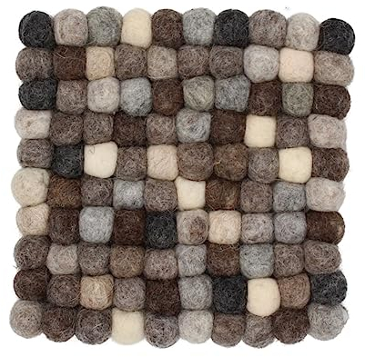 Grült Home Topfuntersetzer - Filz untersetzer für Tassen, Töpfe, Pfannen und Tassen handgefilzt in Nepal (Grau, Square 20 cm)