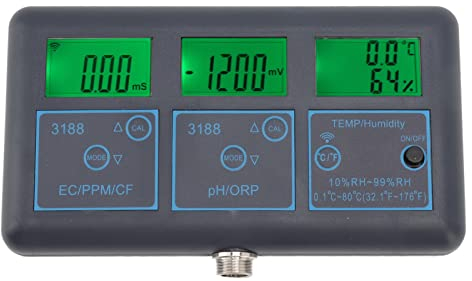 Haofy 7-in-1-Wasserqualitätsmonitor WiFi für Tuya APP ABS EC-Leitfähigkeits-PH-ORP-Messgerät für Aquarien, Aquarien, Hydroponik, Pool, Teich, Trinken