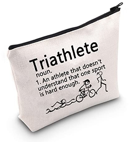 Kosmetiktasche mit Triathlon-Liebhabern, Geschenk, Triathleten-Definition, Ironman-Geschenk, gebrochenes weiß, Triathlete noun UK, Harry's Girl Tasche UK