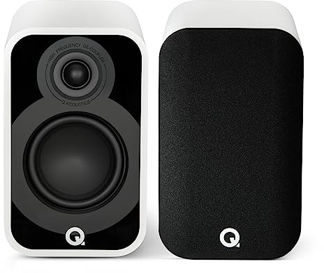 Q ACOUSTICS 5010 Compact Bookshelf Speakers Pair Satin White - 4.5 Mid/Bass Driver, 1 Tweeter - TV Speakers for Surround Sound System - Vinyl Record Player Hifi