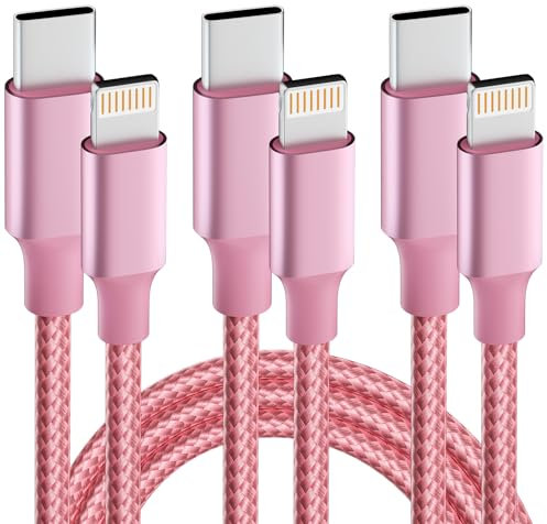 IDISON Paquete de 3 cables USB C a Lightning de 3/6/10 pies con certificación MFi de Apple, carga rápida, cable de carga C a Lightning para iPhone 14 13 12 Mini Pro Max 11 X XS XR 8 iPad AirPods Pro