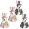 Logbuch-Verlag 4 kleine Osterhasen Ostern mini Figuren als Geschenk rosa grau Osterdekoration Hasen modern 4,5 cm