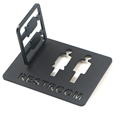 Signe Panneaux de Toilette Shopping Mall Bureau Bâtiments Plaques de Porte Rappel Indicateur Indicateur Plaque Orientation Panneau WC Signage 3D Montage latéral (Color : Black, Size : 20x12cm)