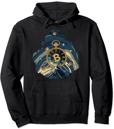Bitcoin Uhr Berge Planeten Hodler Kryptowährung BTC Logo Pullover Hoodie