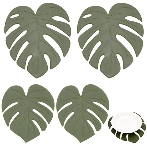 WEBEEDY 4 Pièces Tapis de Dessous de Plat en Silicone Dessous de Verre Support de Pot Chaud Coussinets Chauds Tapis de Plat Résistant à la Chaleur Tapis de Bol, Tapis de Dessous de Plat Antidérapants