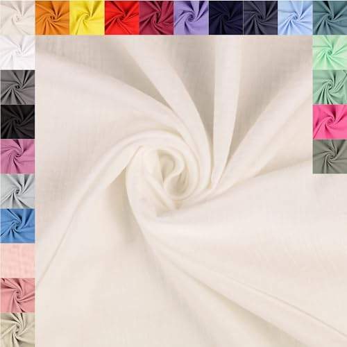 fingsi Musselin Baumwollstoff Webware Meterware Coupon (natur, 0,5m) (5004) + 23 weitere Farben