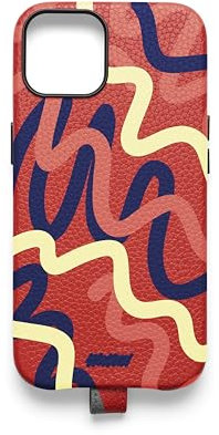 UNTAGS - iPhone 13 Mini Graphic Tour Cover - Leather Effect Material - Soft Microfiber Interior Anti-Scratch - Red
