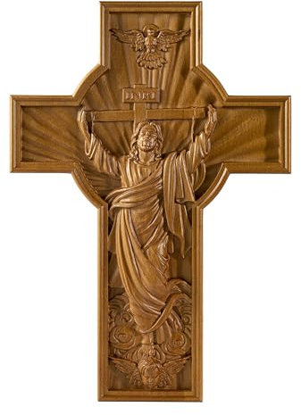 BGCOPPER Kruzifix Wandkreuz Handgefertigtes Holzkreuz für Wand mit Haken, INRI Jesus Kreuz Wll Dekor für Kirche Zuhause Zimmer Weihnachtsgeschenke