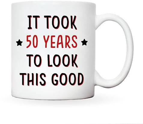 Manta Makes Cupid Stunt 50th Birthday Gift for Women or Men - Keepsake Mug With Fun Design (50 Years to Look This Good)