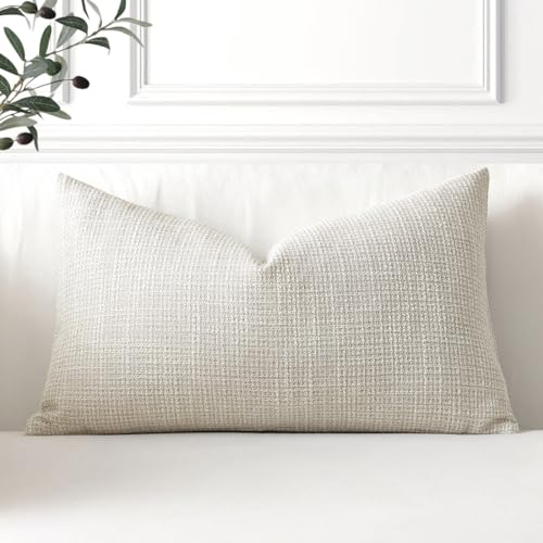 Artscope 1er Set Kissenbezug Einfarbig Wurfkissenbezug Leinen Kissenbezüge 40x60cm Moderne Dekokissen Kissenhülle Set Kissen Fall für Sofa Schlafzimmer Zuhause Dekor, Beige