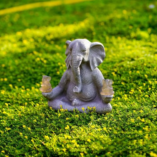 Uziqueif Solar Elefanten Deko Gartenstatuen, Gartendeko Für DraußEn Wetterfest, Solarleuchten FüR Balkon Deko, Terrassendeko, Rasendeko, Hof, Outdoor Gartenfiguren, Glück Geschenk,B