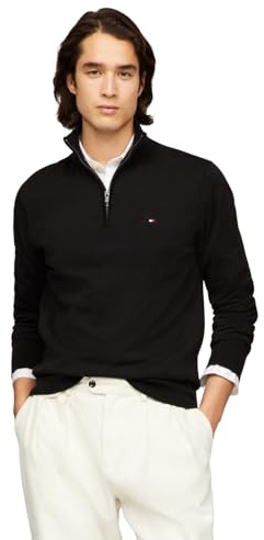 Tommy Hilfiger Herren Sweatshirt mit Reißverschluss Essential Fleece 1/4 Zip Mock-Rollkragen