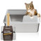 Katzenklo Edelstahl XXL, Stainless Steel Litter Box, Katzentoilette offene mit Metall Schaufel, Cat Litter Box hohem Rand, Katzentoilette Edelstahl, Katzenklo groß leicht zu reinigen-Grau