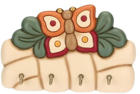 THUN, Appendichiavi con 4 Ganci in Ceramica, Ganci in Ferro, Linea AbbracciAMI, Appendichiavi da Collezione, Idea Regalo per Natale, 18.4 x 12 x 19.9 cm