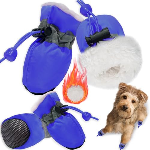 PPGGOPP Chaussures pour Chien,4PCS Bottes de Protection pour Chien,Chaussures Chien Antidérapantes avec Sangles Réfléchissantes,Bottes Imperméable pour Chien pour Petits, Moyens Chiens (Bleu 6)