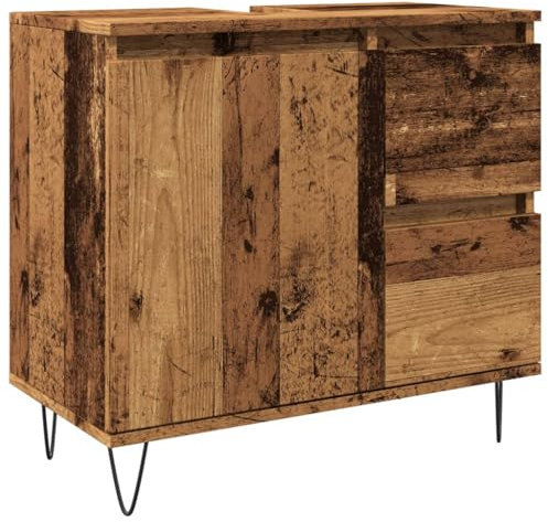 vidaXL Waschbeckenunterschrank Altholz-Optik 65x33x60 cm Holzwerkstoff, Waschtisch, Waschbeckenunterschrank, Waschtisch Unterschrank