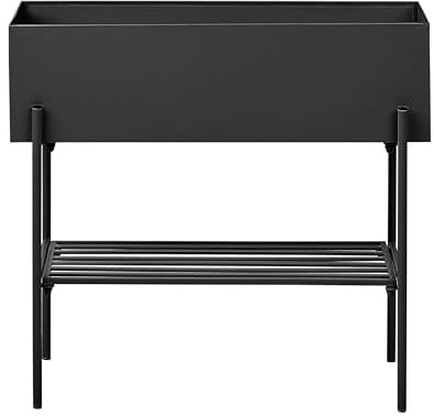 Beliani Pflanzenständer Metall schwarz rechteckig 24x70x66 cm für Innen u. Außen Vinca