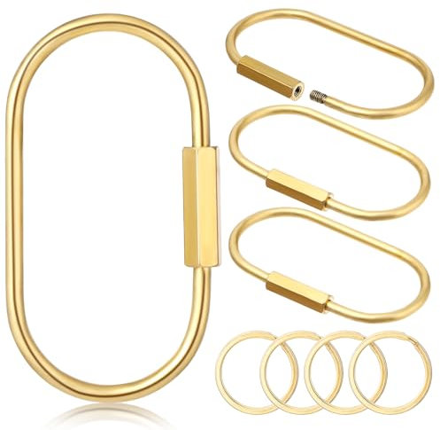 Oruola Lot de 8 porte-clés en laiton avec fermeture rapide - Doré - 25 mm - Avec fermoir à vis doré - Mousquetons dorés - Pour sacs à main et accessoires de bricolage