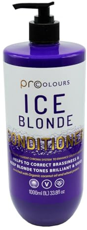 Pro Colours Ice Blonde Conditioner, 1000ml, Purple Toning for Blonde Hair, Organic Coconut Oil