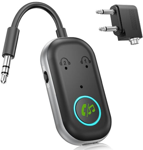 SGZIOO 5.3 Bluetooth Transmitter Receiver, Wireless Dual Bluetooth Transmitter, Bluetooth Headphone Adapter with 3.5mm Audio Adapter, bluetooth transmitter for TV, Airplane, Headphone, Car, Speaker