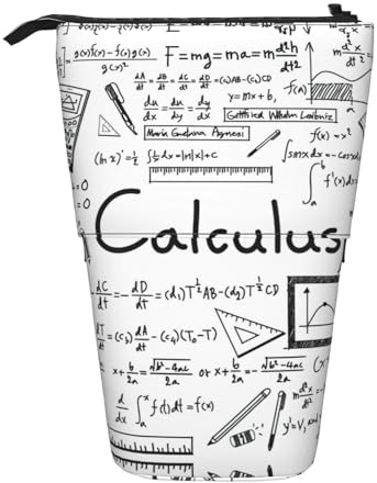 WYCZHY Federmäppchen, Motiv: Mathematik, Geek, Taschenrechner, niedliches Stand-up-Federmäppchen, geräumiges Federmäppchen, Stifte-Tasche für Arbeit, Büro, Künstler, Zubehör, Schwarz , Einheitsgröße