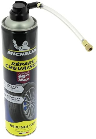 MICHELIN 009332 Répare-Crevaison 600 ML, Tous pneus jusqu'à 19 Pouces, Voiture, Berlines, SUV, Monospace, Utilitaires