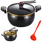 Mini olla a presión 8 l sin estallar calefacción rápida Stockpot con manijas de bloqueo Tapa de vidrio Negro