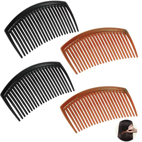 4 Stück Haarkamm Einsteckkamm 23 Zähne Kunststoff Französische Seitenkämme | Sicherer Halt, geteilte Zinken, leichtgewicht, Haarspange Twist, Mädchen Frauen, friseur, elegant, stark, robust