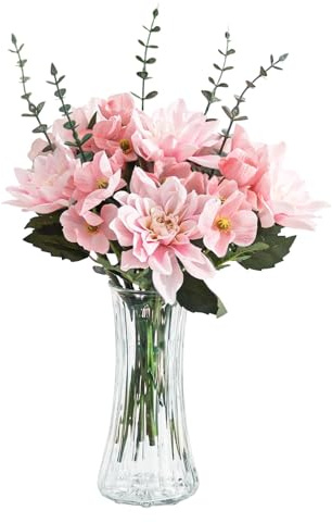 Glasseam Glass Flower Vase for Home: Clear Vase Tall Large Vases Modern for Living Room Kitchen Bedroom Dining Table Centrepiece Decor