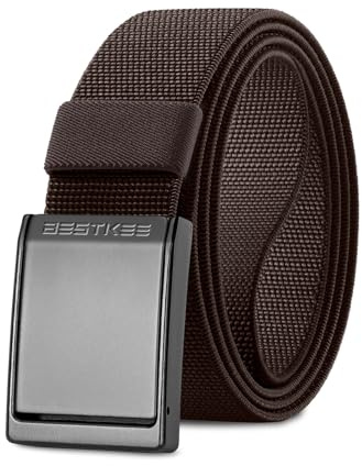 BESTKEE Taktischer Arbeitsgürtel Herren, 3,8 cm Breit, Verstellbarer Nylon-Gürtel mit Metallschnalle, Schwarz