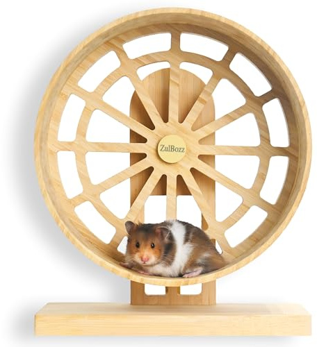 ZulBozz Hamsterrad aus Bambus Ø 18 cm – Leises Holz-Laufrad mit Höhenverstellung | Für Syrische Hamster, Zwerghamster, Roborowski, Rennmäuse & Mäuse