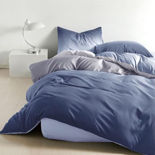 Soifox Bettwäsche 140x200 2teilig Mikrofaser Blau Farbverlauf | Weiche Mikrofaser mit Reißverschluss & Eckbändern, 60°C Maschinenwaschbar für Milbenschutz, Schnelltrocknend & Bügelfrei