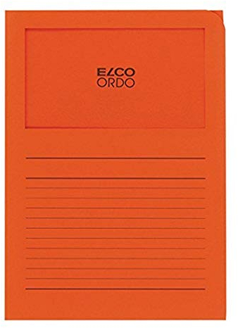 Elco Ordo Classico Papier-Organisationsmappen 220 x 310 mm 120 g/m² mit Aufdruck und Sichtfenster 180 x 100 mm Karton à 100 Stück orange