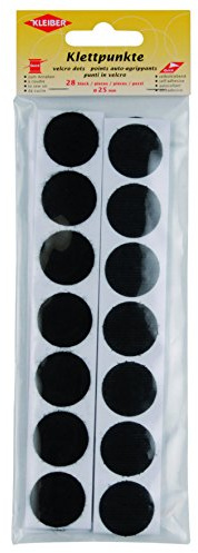 Kleiber 819-03 Klettpunkte selbstklebend, schwarz, 25 mm Breite , 28 Stück