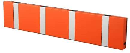 Knax Garderobe Waagerecht Hot Orange 4 Haken, Grau