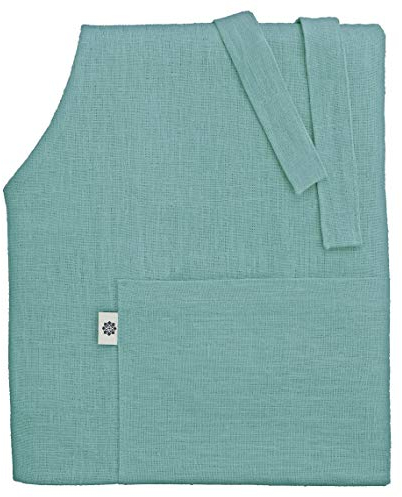 Linen & Cotton Luxus Schürze, Küchenschürze, Kochschürze, Grillschürze ELLA, 100% Leinen - 70 x 84cm (Türkis)