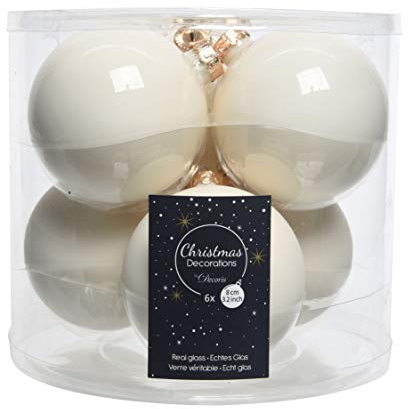 Decoris Weihnachtskugel aus Glas, weiß, Wolleffekt