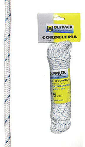 WOLFPACK LINEA PROFESIONAL - Cuerda Nylon Alta Tenacidad Blanca / Azul (Madeja 15 m.)