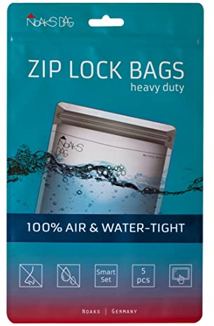 Noaks Bag Sacca Impermeabile, Smart Set (1*XS, 2*S e 2*M), ZIP Sacchetti con Chiusura Ermetica, Trasparente