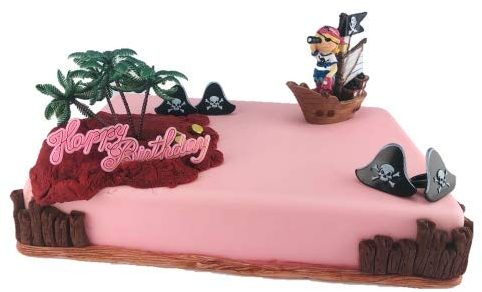 Cake Company Tortendekoration Kindergeburtstag | Motivtorte Piraten-Mädchen im Segelschiff | Kuchen und Torten schnell und einfach dekoriert