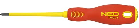 NEO TOOLS Profi Elektriker Schraubendreher Kreuzschlitz SVCM-Stahl PZ1 x 80 mm | Biegefestigkeit 56 HRC, TÜV
