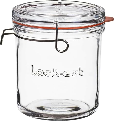 Luigi Bormioli Bocaux de conservation Lock-EAT - 750 ml - En verre de qualité supérieure avec joint en caoutchouc - Avec couvercle amovible en verre (couleur : transparent) - Quantité : 1 pièce.
