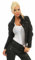 Fashion4Young 11287 Damen Jeansjacke Damenjacke Jeans Jacke Kurze Jacke Nieten schwarz (XL=42, schwarz)